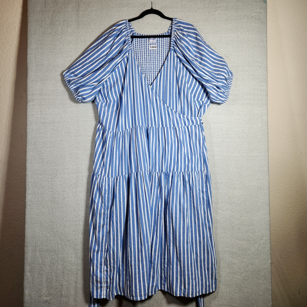 Old Navy Striped Blue and White Midi Dress